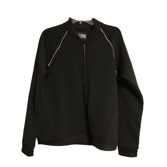 NWT VICTORIA'S SECRET Sport Women's Track Jacket Sz MEDIUM Black